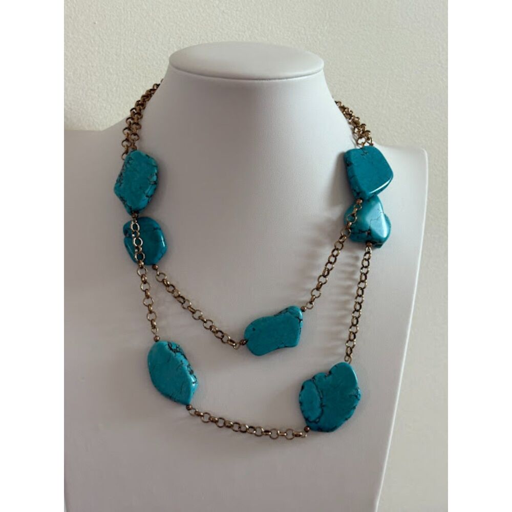 Turquoise and Gold Statement Necklace